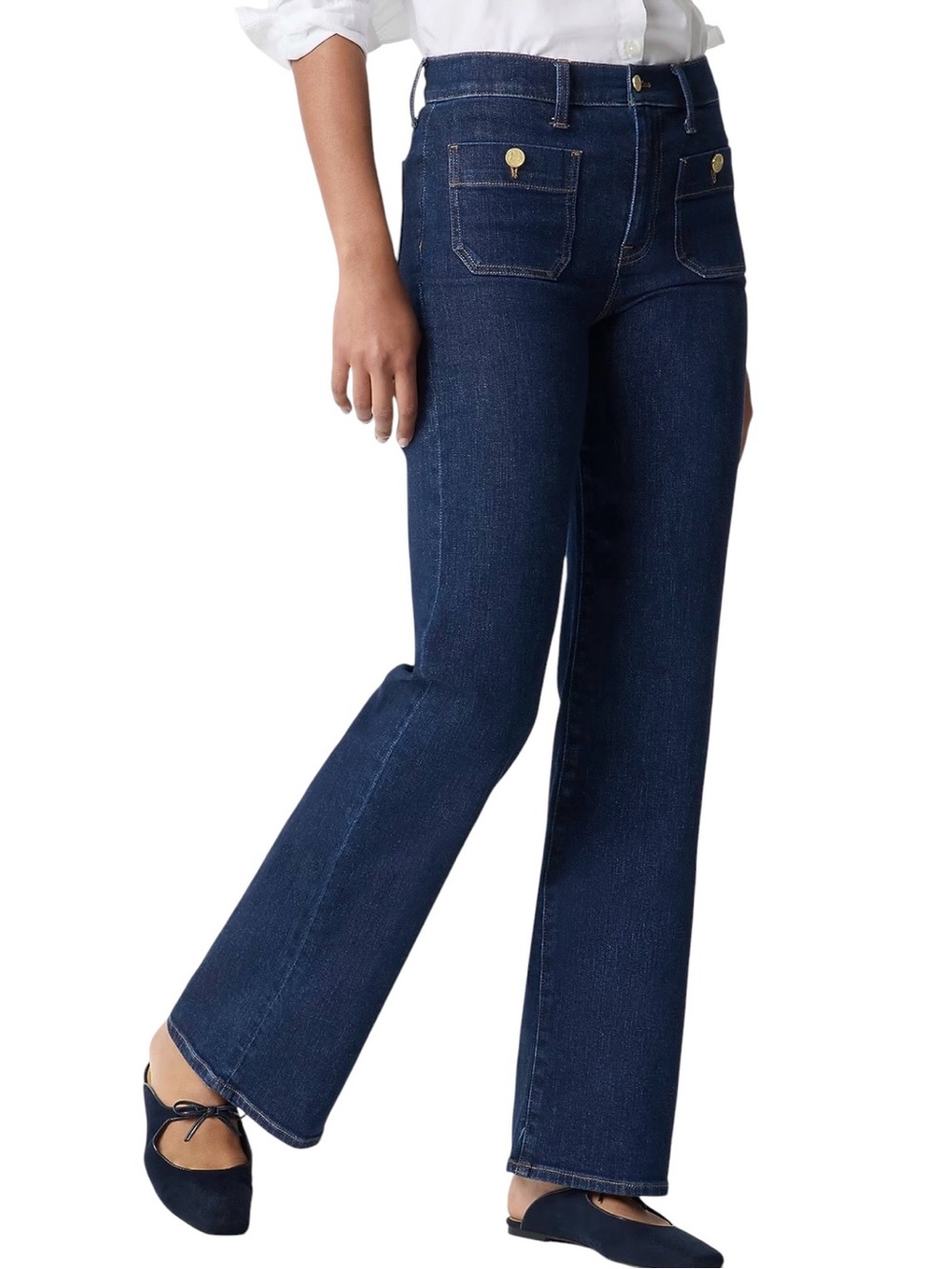 J. CREW Premium Edition Full Length Slim Wide Leg Dark Wash Blue NEW Jeans 29